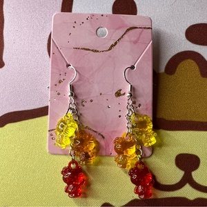 Flame Gummy Bear Hello Kitty earrings